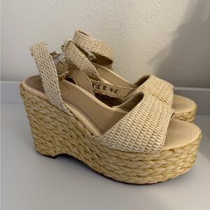 Sam Edelman Cream Woven Wedges